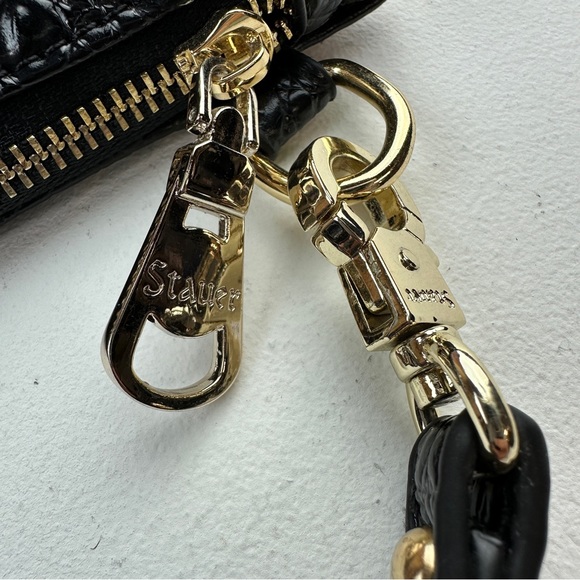 Stauer Sloane Crocodile-Embossed Clutch Black Wristlet Crossbody NWOT - Picture 12 of 13